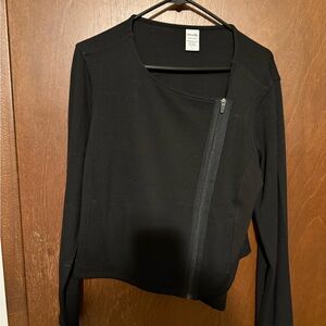 Wool& Wooland Merino Black Lou Moto Jacket Women's Large